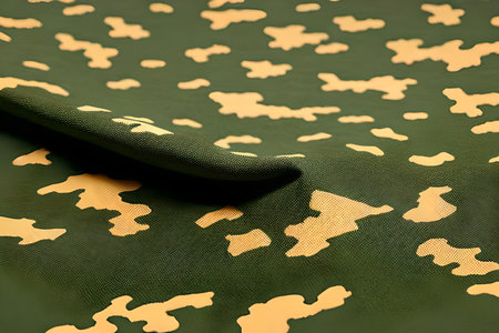 Camouflage fabric background. Close up image of camouflage fabric.の素材