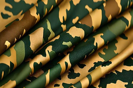 Military camouflage fabric, close-up. Abstract background and texture.の素材