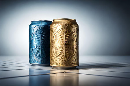 Aluminum cans on a white background. 3d render illustration.の素材