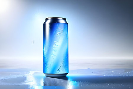 Aluminum can of beverage on blue background. 3d illustration.の素材