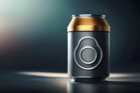 Aluminum beer can on a dark background. 3d rendering.の素材