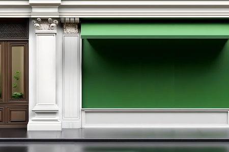 3d render of green classic wall with moldings and columns.の素材