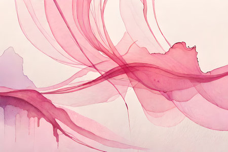 abstract watercolor background with pink and purple layers on white paperの素材