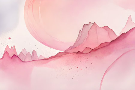 Abstract pink watercolor background. Hand drawn illustration with inkblot.の素材