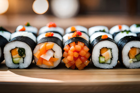 Sushi roll japanese food style - soft focus effect pictureの素材