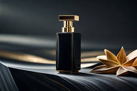 black and golden marble stone perfume concept , extreme luxury branding , flacon of perfume template , expensive cosmetic product presentationの素材