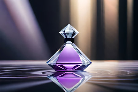 crystal perfume , diamond shaped flacon , luxury pefume bottle template , branding presentationの素材