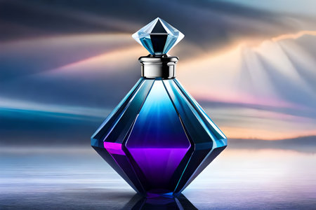 diamond shaped pefume bottle , perfume branding template , luxurious fragrance , product presentation mockupの素材