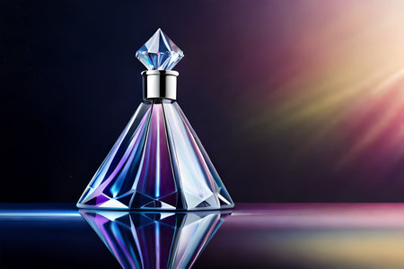 diamond shaped pefume bottle , perfume branding template , luxurious fragrance , product presentation mockupの素材