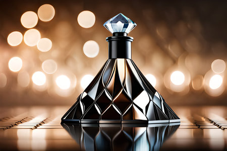 luxurious perfume brand concept , diamond and crystal shaped flacon , precious and expensive fragrance template.studio product photography styleの素材