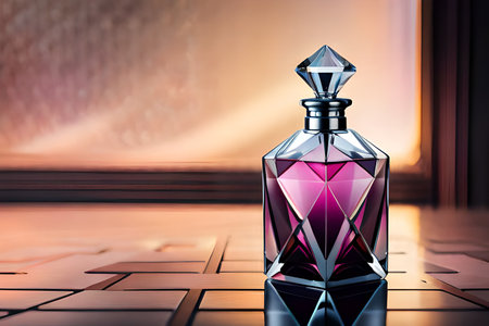 luxurious perfume brand concept , diamond and crystal shaped flacon , precious and expensive fragrance template.studio product photography styleの素材