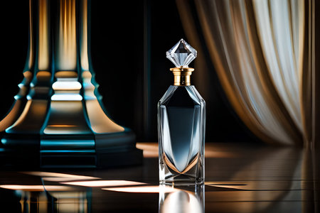 luxurious perfume brand concept , diamond and crystal shaped flacon , precious and expensive fragrance template.studio product photography styleの素材