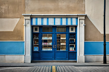 Blue door of a shop in the center of Lisbon, Portugal.の素材