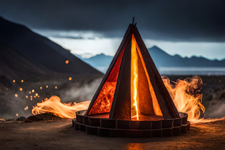 Camping in Iceland. Tourist tent on the background of mountains.の素材