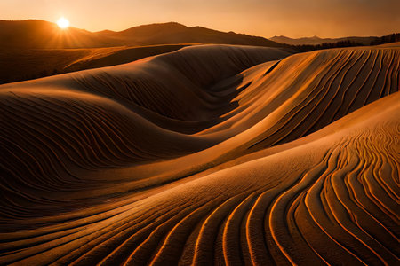Sand dunes in Maspalomas Gran Canaria at sunsetの素材