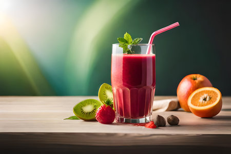 colorful fruits smoothie , healthy beverage drink glass ,delicious exotic fruits , refreshing fresh, fruit juice, healthy ,summer, organic drinkの素材