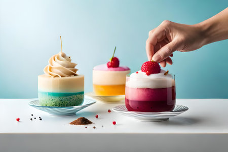 Colorful ice cream assortment , multi flavored frozen dessert on a white background, summer delicaciesの素材