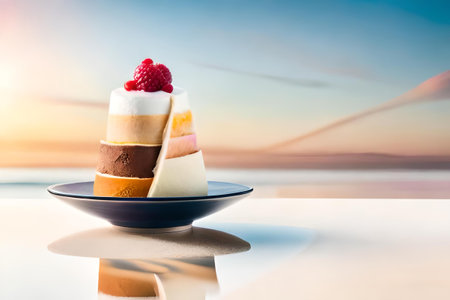 Colorful ice cream assortment , multi flavored frozen dessert on a white background, summer delicaciesの素材