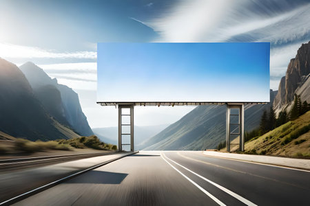 Blank billboard on the highway at sunset. white signboard on the roadsideの素材