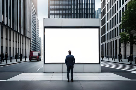 Blank billboard in front of the modern building.の素材