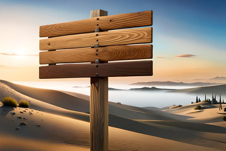 blank empty Wooden signpost template , destination and direction indicating signboardの素材