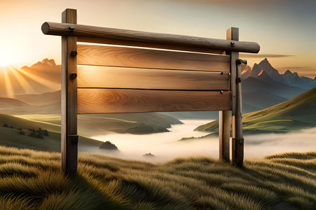 blank empty Wooden signpost template , destination and direction indicating signboardの素材