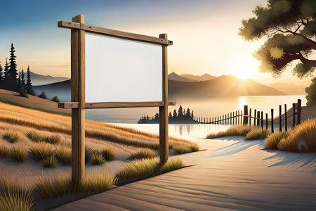 blank empty Wooden signpost template , destination and direction indicating signboardの素材