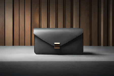 dark brown and black leather pouch , elegant fashion accessories , trendy leather pouchの素材