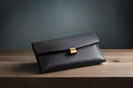 dark brown and black leather pouch , elegant fashion accessories , trendy leather pouchの素材
