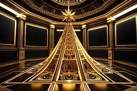 precious royal ornamented golden pyramid , golden pattern decorated magnificient pyramidの素材