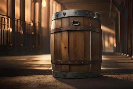 old wooden barrel, aged used wood barrelの素材