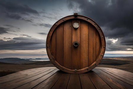 old wooden barrel, aged used wood barrelの素材