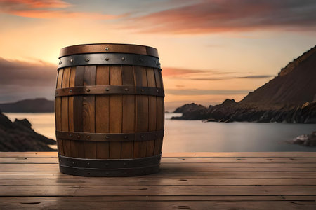 old wooden barrel, aged used wood barrelの素材