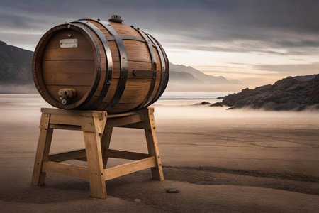 old wooden barrel, aged used wood barrelの素材