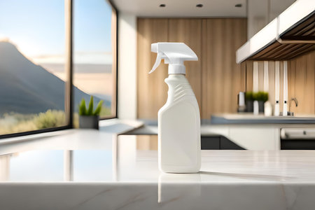 kitchen cleaning product bottle , hygienic spray branding mockupの素材