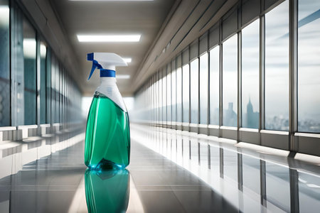 template for a cleaning product bottle branding , hygienic spray liquidの素材