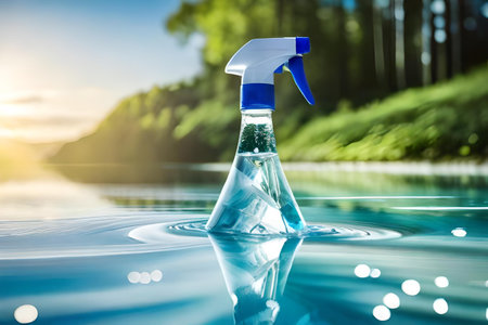 template for a cleaning product bottle branding , hygienic spray liquidの素材