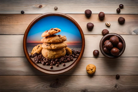 variety of freshly baked chocolate chip cookiesの素材