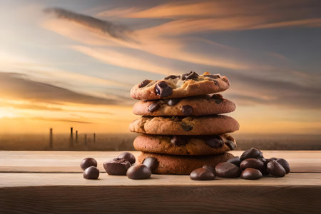 variety of freshly baked chocolate chip cookiesの素材