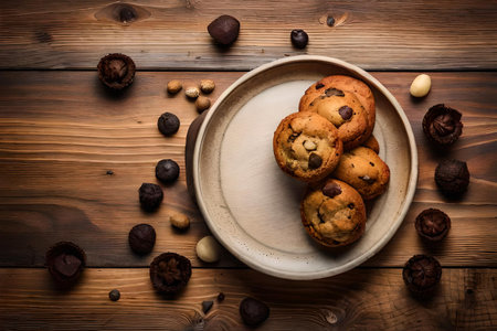 variety of freshly baked chocolate chip cookiesの素材