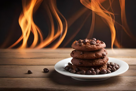 variety of freshly baked chocolate chip cookiesの素材