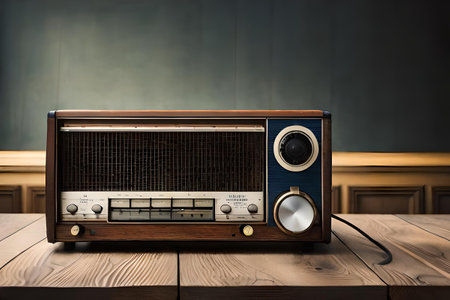 old fashion transistor radio, retro vintage music receiverの素材