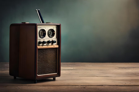 old fashion transistor radio, retro vintage music receiverの素材