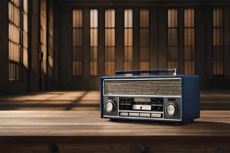 old fashion transistor radio, retro vintage music receiverの素材