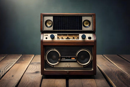 old fashion transistor radio, retro vintage music receiverの素材