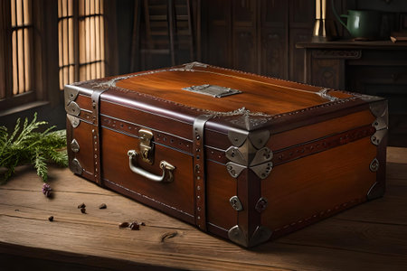 beautiful old handmade wooden box, antique wooden chestの素材