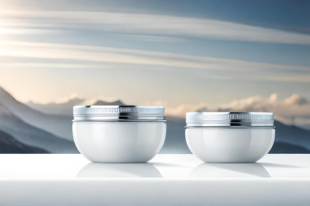 cosmetic branding collection mockup , white and chrome packaging products advertisingの素材