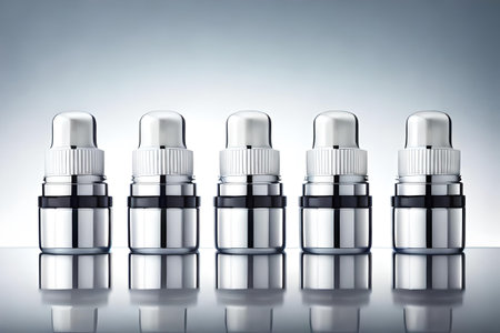 cosmetic branding collection mockup , white and chrome packaging products advertisingの素材