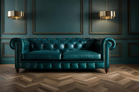 blue green chesterfield layer inside a classy interior , elegant sofaの素材