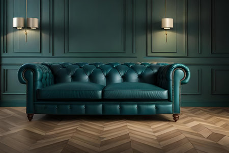 blue green chesterfield layer inside a classy interior , elegant sofaの素材